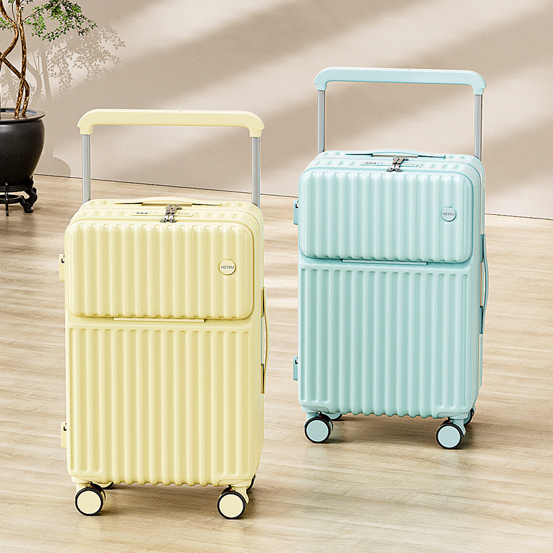 黛黛玉宽拉杆前置开口多功能行李箱24寸女轻便拉杆箱万向轮密码箱