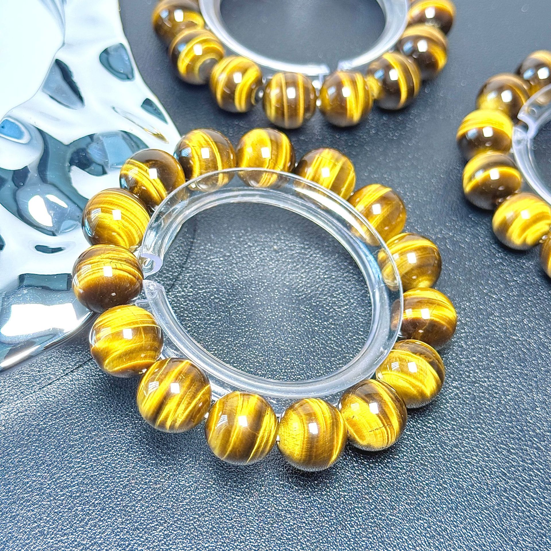 Natural Yellow Tiger Eye Stone Bracelet with Cat's Eye Effect Yellow Cat's Eye Stone Crystal Yellow Tiger Eye Stone Bracelet Wholesale Factory