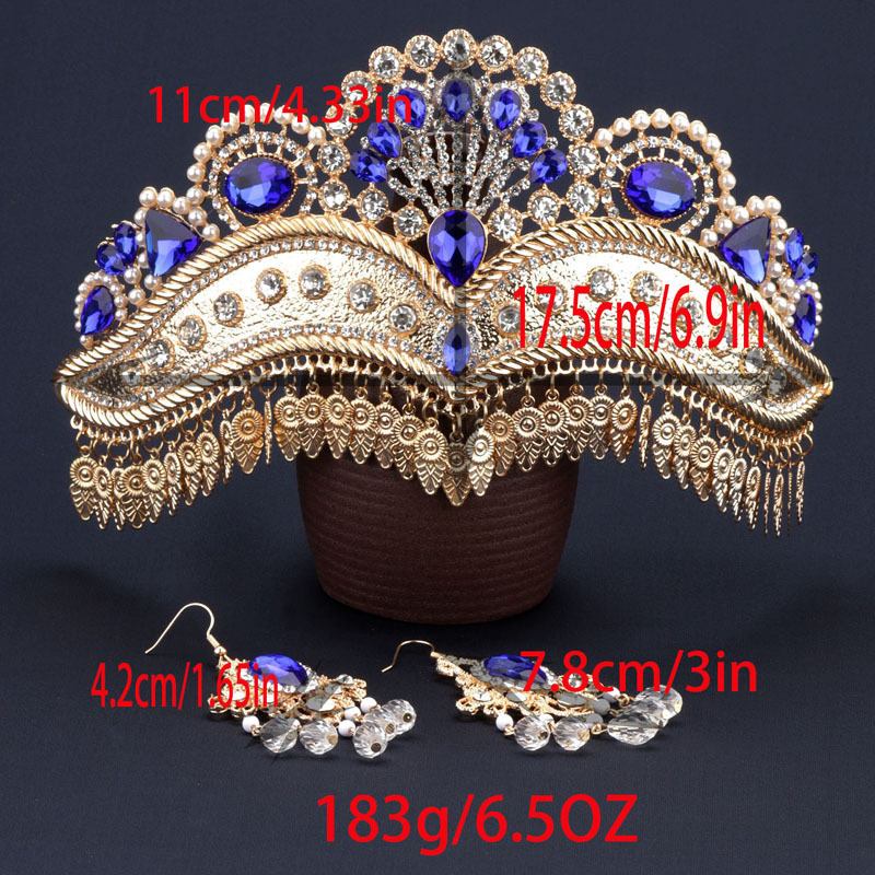 Set di gioielli da sposa corona oro e orecchini con strass_voghion.com