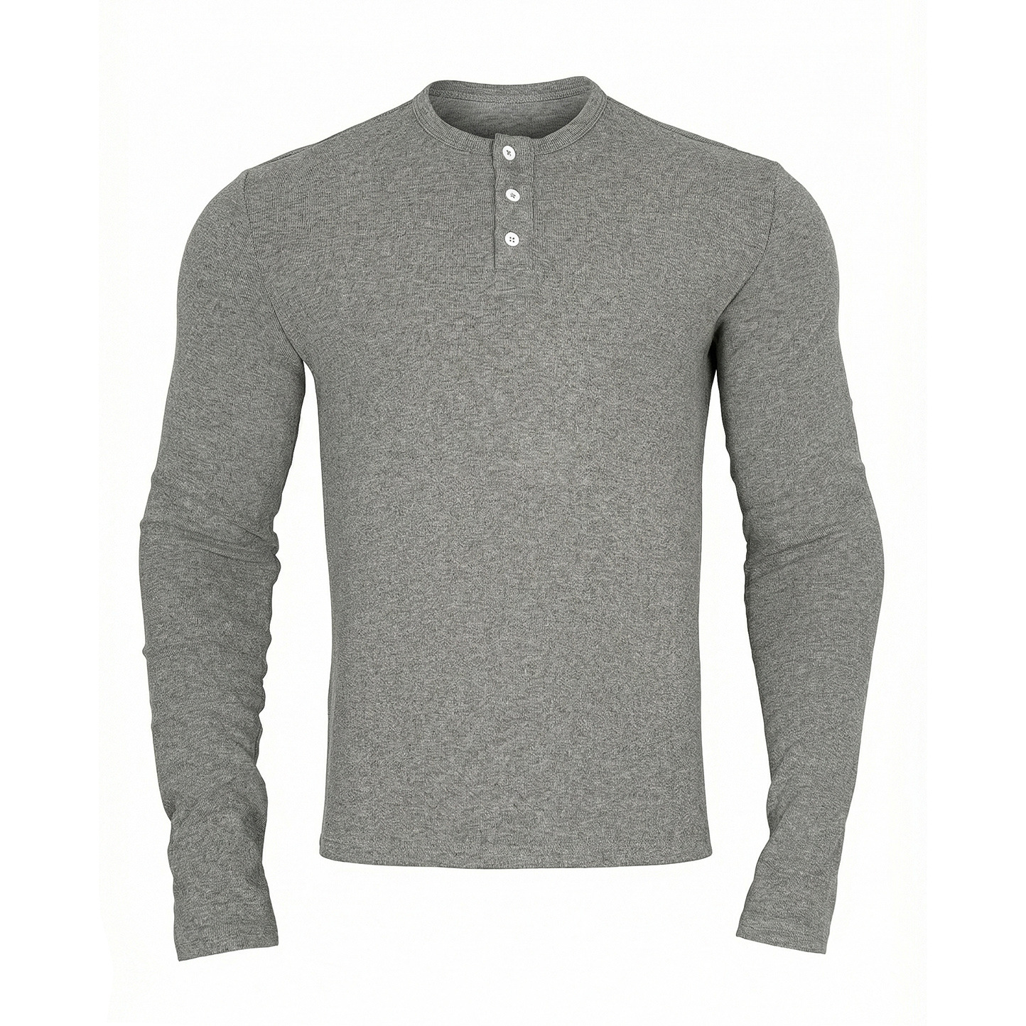 2026 ropa de hombre transfronteriza ajustado henry camiseta de manga larga ligera botón casual camiseta de cuello redondo de hombre