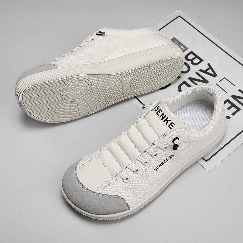 Canvas Men's Shoes Spring and Autum 2025 New Style Slip-On Wide-Last Cloth Shoes Casual Student White Shoes Wide-Toe Barefoot Shoes