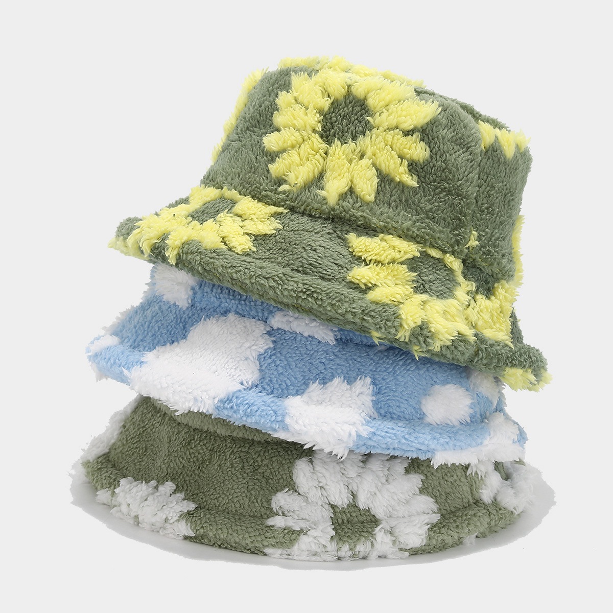Japón pequeño fresco patrón de flor de moda gorra de pescador de peluche mujer moda versátil gorra de ocio gorra de bañera al aire libre gorra caliente