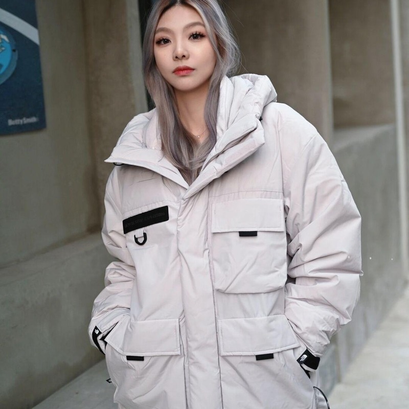 高版本多口袋工装羽绒服申敏儿同款刺绣男女情侣款面包服夹克外套|undefined