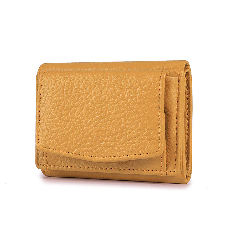 小さな財布本革女性RFIDカードバッグ日本式の財布の3割引の短い財布の薄いミニ小銭包装の小銭