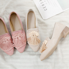 木纹底 尖头鞋 单鞋 绣花鞋 布鞋 女鞋 手工盘扣流苏