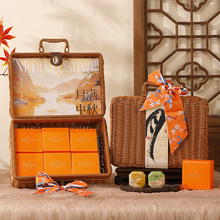 2025创意中秋月饼盒复古藤编手提盒酒店团购月饼包装盒中秋节礼盒