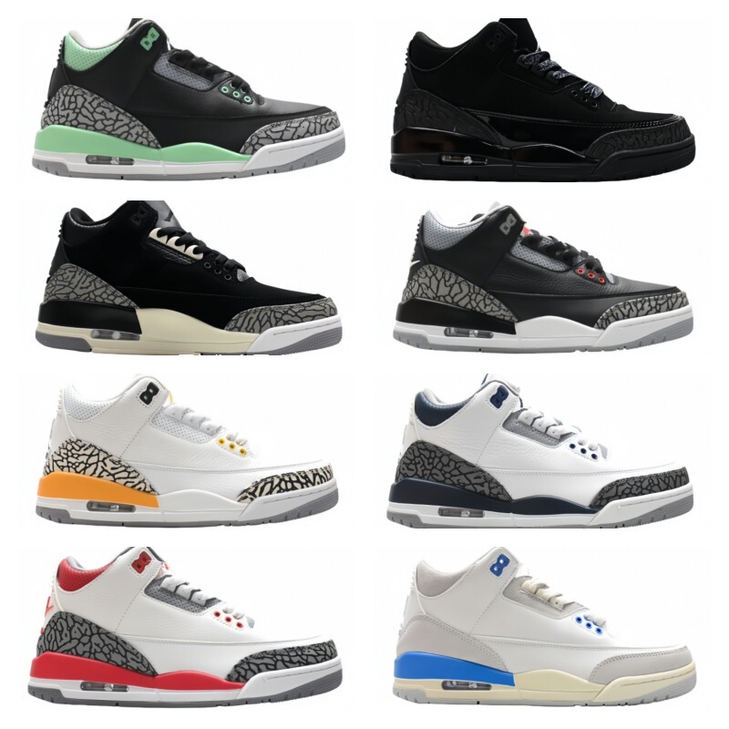 Putian High-End Version Aj3 White Cement Sports Shoes Men's Shoes Black Cement Fujiwara Hiroshi North Carolina Blue Jordan 3 Basketball Shoes Women's Shoes