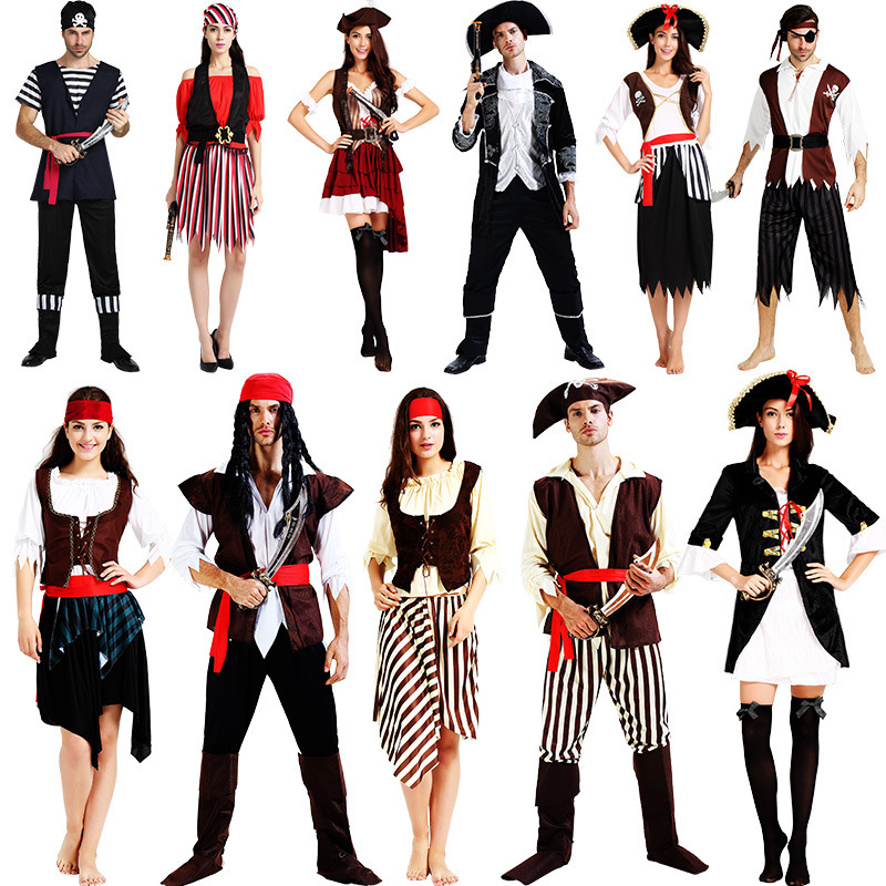 Halloween costume pirate costume wholesale queen outfit Caribbean character dress-up costume couple male Captain Jack