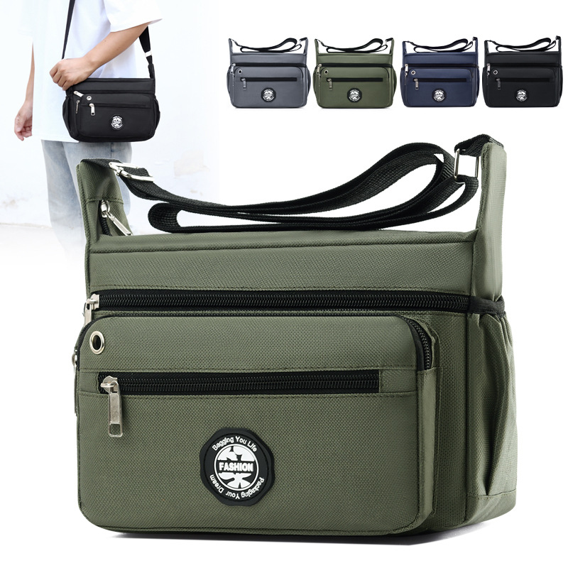 Large Capacity Unisex Shoulder Bag Backpack Business Casual Oxford Cloth Men's Crossbody Durable Outing Phone-Rugged