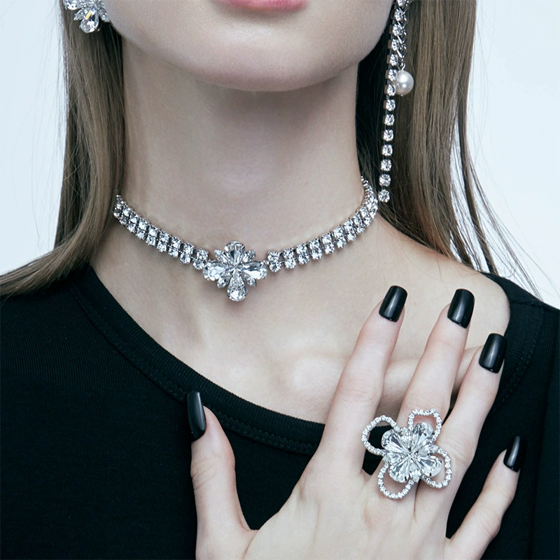 Самое продаваемое цветочное колье Amazon, изысканный дизайн, цепочка на ключицу с бриллиантами, колье-аксессуар для банкетного платья