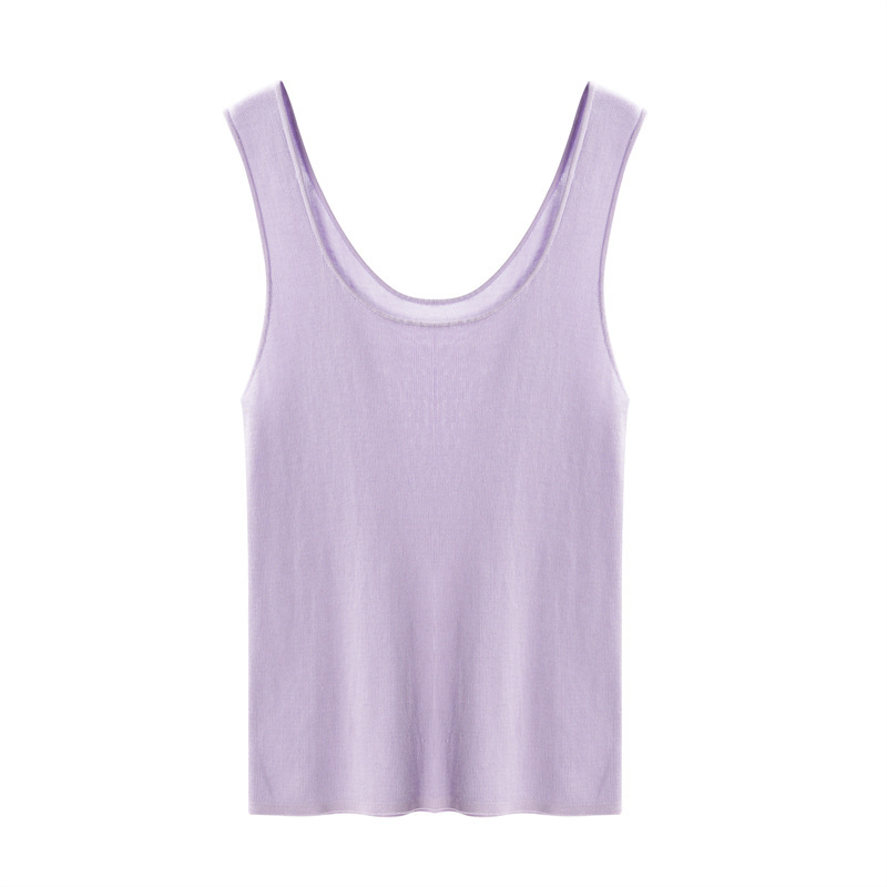 【Cool Vest】Simple and Comfortable Tencel + Mulberry Silk Knitted Vest for Women, Summer Inner Wear Sleeveless Top 【Cool Vest】Simple and Comfortable Tencel + Mulberry Silk Knitted Vest for Women, Summer Inner Wear Sleeveless Top