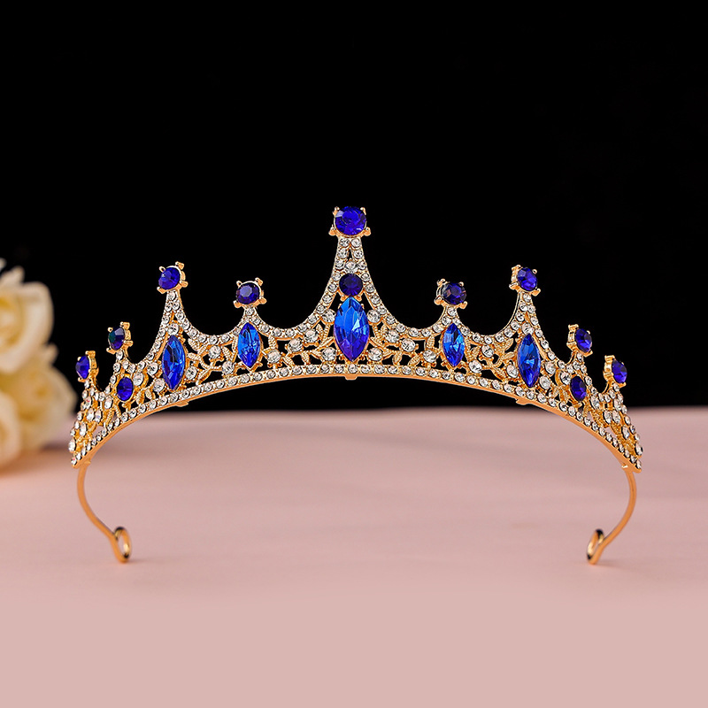 Online Rojo Negro Barroco corona tocado novia estilo coreano 18 años de edad, mujer adulta Ceremonia de cumpleaños princesa Corona al por mayor