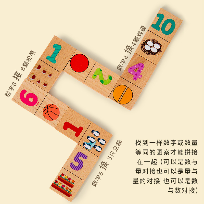 유치원 어린이 디지털 계몽주의 교육인지 번호와 수량 매칭 장난감 지능 퍼즐 도미노 3-6 세