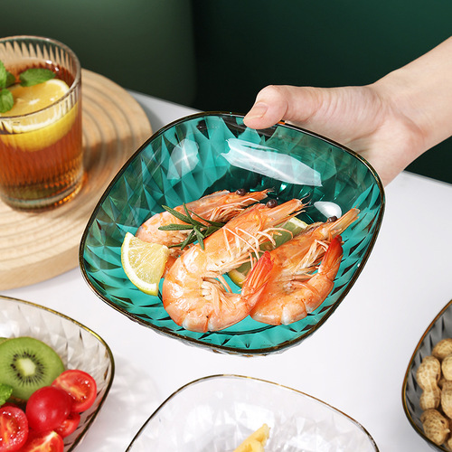 Light luxury transparent high-end spit bone dish home dining table bone dish food grade snack dish fruit plate candy nut dish