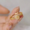 Xiaohongshu Explosion Super Flash Yellow Diamond Small Canton Open Ring four -claw vines