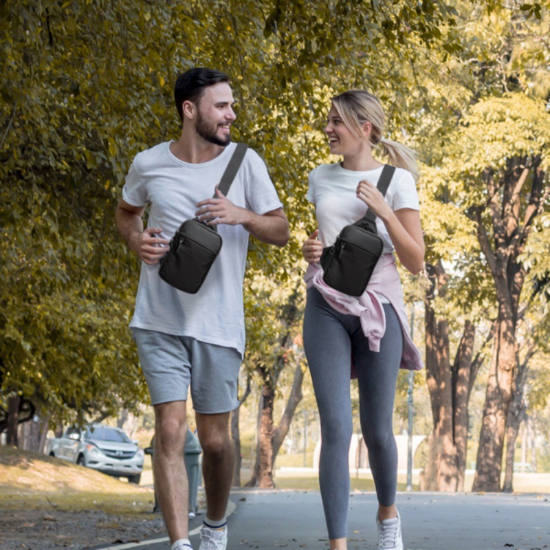 Mini borsa a tracolla per petto, corsa, telefono, chiave, unisex, allenamento, viaggio, pesca, escursionismo, campeggio, marsupio con doppia tasca_voghion.com