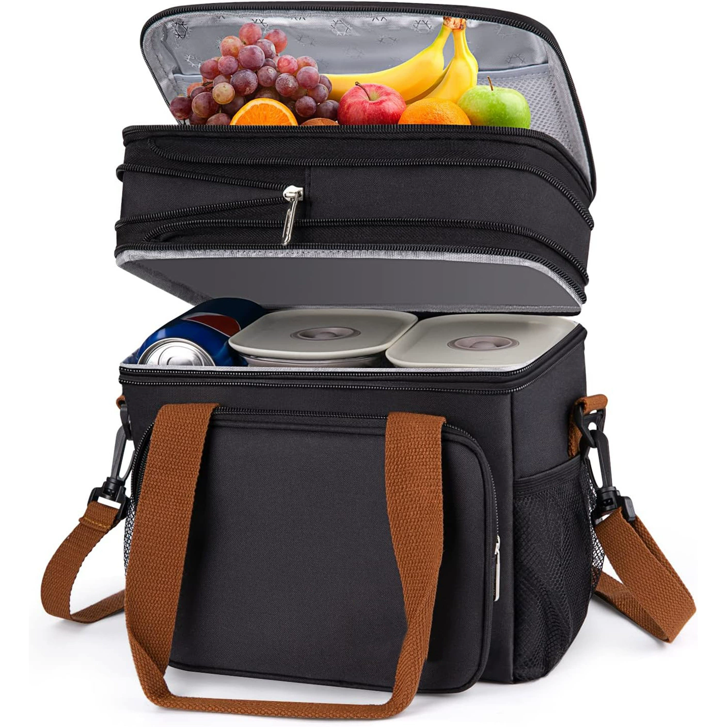 Двухслойное ускорение может расширить изоляочную сумку с диагональной сумкой для ланч-бокса для офисных работников