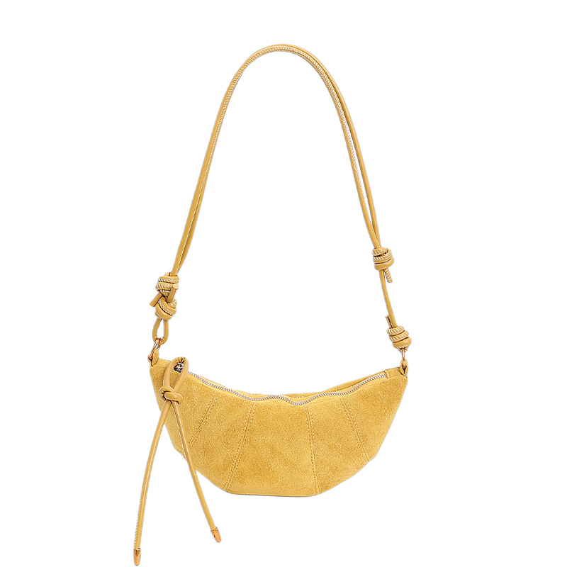 Trending Croissant Suede Bag For Women 2025 New Arrival Luxury Designer Small Niche Crossbody Dumpling Bag - Thumbnail 5