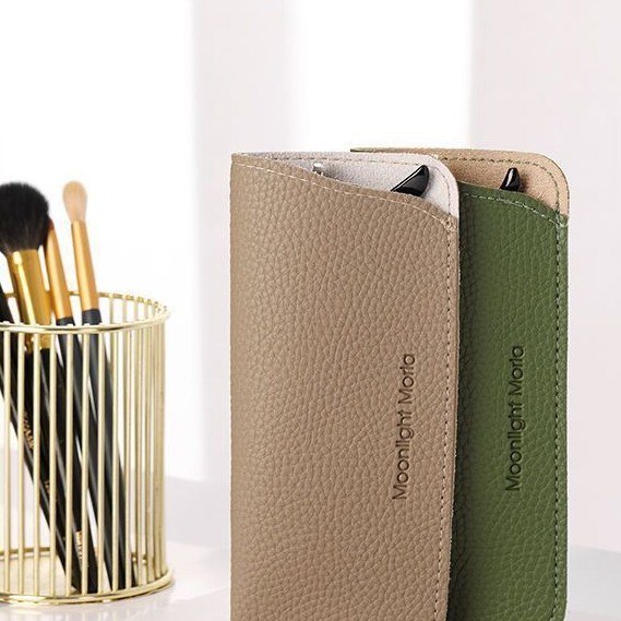 Ins Japanese Style Top Layer Soft Leather Glasses Storage Bag High-grade Real Soft Leather Portable Niche Women's Leather Glasses Bag
