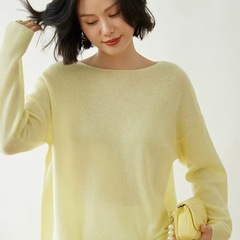 薄くて微透け感のあるカシミヤセーター女性用2024秋新作長袖ブラウスレイジースタイルニットトッププルオーバー