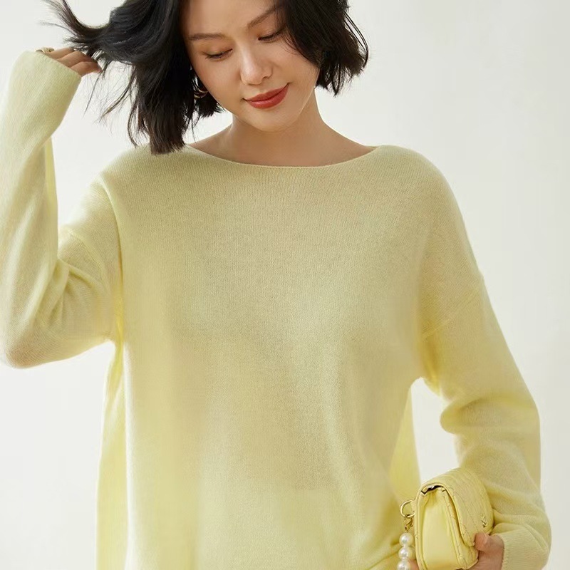 薄くて微透け感のあるカシミヤセーター女性用2024秋新作長袖ブラウスレイジースタイルニットトッププルオーバー|undefined