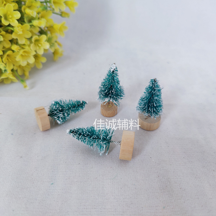 Árbol de Navidad en miniatura con seda de sisal en azul verdoso, pequeño adorno navideño de escritorio con torre de pino cubierta de nieve, de 3 a 23 cm.