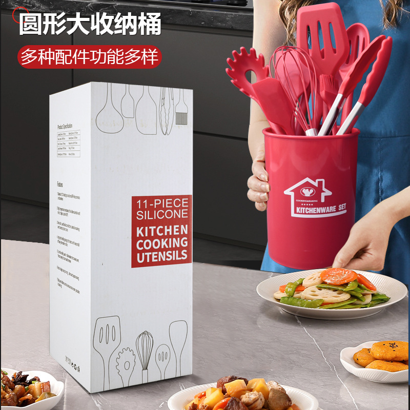 Espátula de silicona cuchara de sopa 10 piezas de grado alimenticio sartén antiadherente espátula de silicona resistente a altas temperaturas traje de cocina de silicona al por mayor