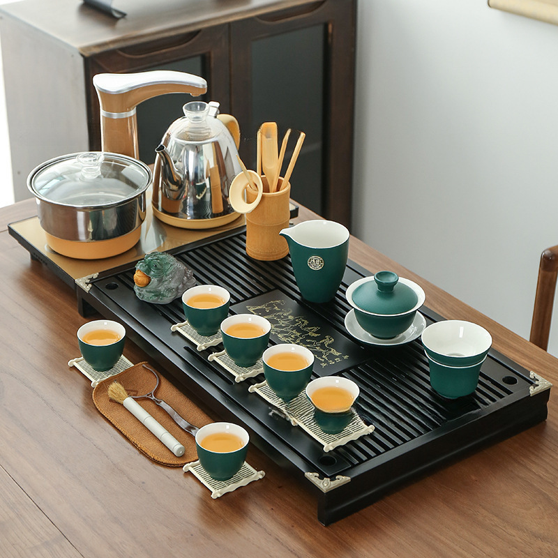 茶器セット家庭用全自動セット工夫茶杯紫砂茶道オフィス一体茶台実木茶盤|undefined