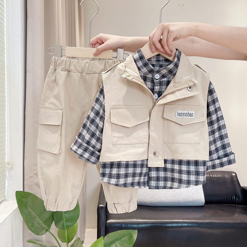 Conjunto elegante de 2 piezas con chaleco para bebé niño 1 año otoño_voghion.com