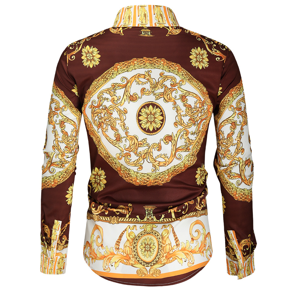 Abbigliamento da uomo Camicia a maniche lunghe Camicia con risvolto stampata digitale 3D moda giovanile_voghion.com