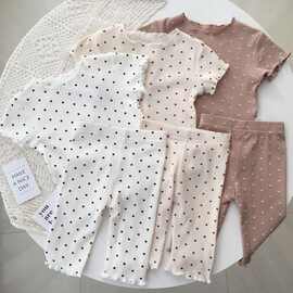婴儿睡衣套装春秋短袖宝宝冰丝粘纤薄款家居服女童夏空调服两件套