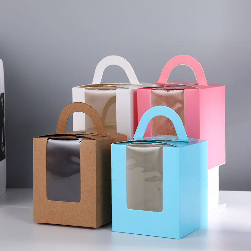 开窗透明纸杯蛋糕包装盒子烘焙西点蛋挞包装盒现货 厂家直供