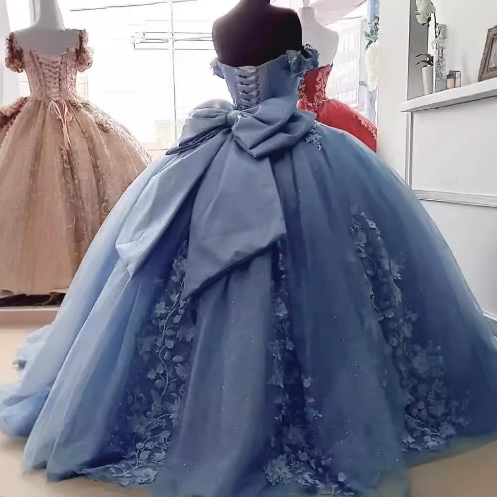 Vestido de gala de la fiesta, vestido de gala de solista, vestido de gala azul, personaje de hombro, personaje de cintura alta, solista, solista.