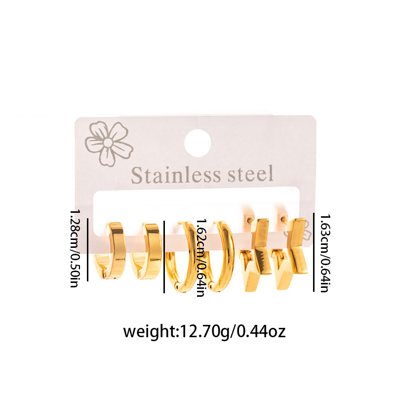 Pendientes geométricos estilo coreano, pendientes de acero inoxidable, diseño de moda de lujo ligero, pendientes de titanio con forma de corazón y estrella para mujer, transfronterizos.