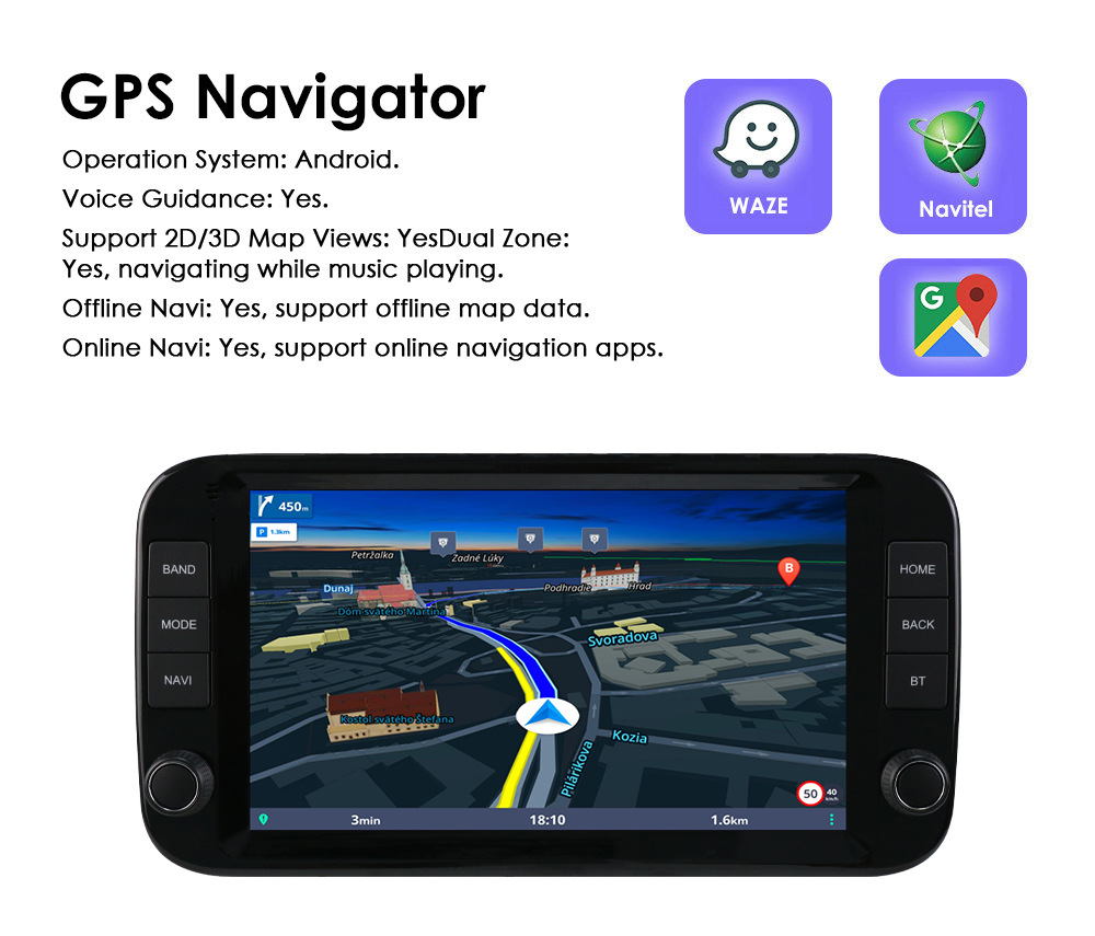 9inch Suitable for 2013-2024 Fiat Panda Android Large-Screen Gps Car Navigation and Central Control All-In-One Device