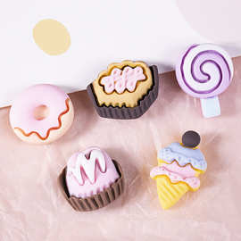 树脂配件仿真食玩卡通冰淇淋甜甜圈棒棒糖 diy奶油胶手机壳贴片