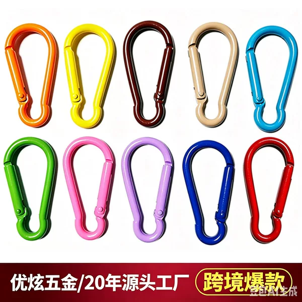 Creative colorful gourd-shaped carabiner with baked enamel finish, available in stock, cute candy-colored aluminum alloy hanging buckle, size 5 spring