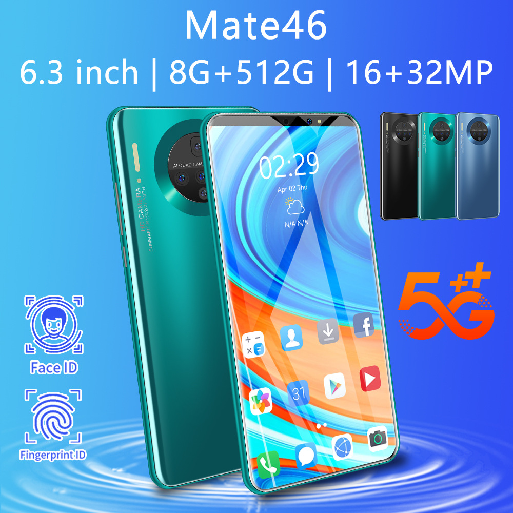 mate46跨境电款安卓10核5G智能手机6.3寸1+8工厂直销一件代发低价
