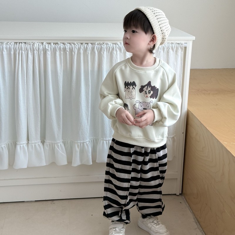儿童春秋季洋气卫衣条纹裤百搭女童秋款宽松休闲裤上衣宝宝套装|undefined