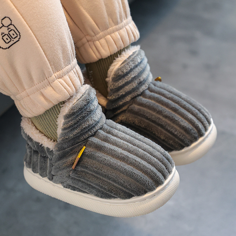 Invierno Niños bolsa de tacón de algodón Zapatos niños y niñas de interior padre-hijo Casa de felpa engrosada cálido antideslizante bebé Zapatillas de algodón
