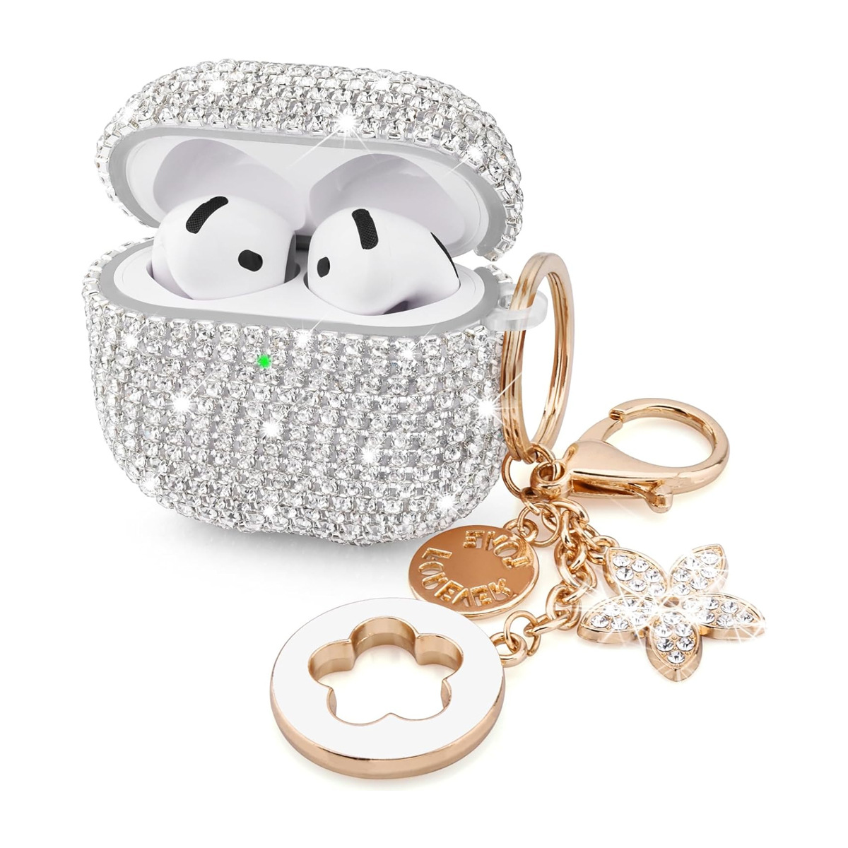 55g Weight iPhone Applicable Brands Earphone case Classification PC, Rhinestone Material Solid Color Pattern Shiny Style PC Rhinestone Solid Color Shiny Earphone Case Phone Accessories 7