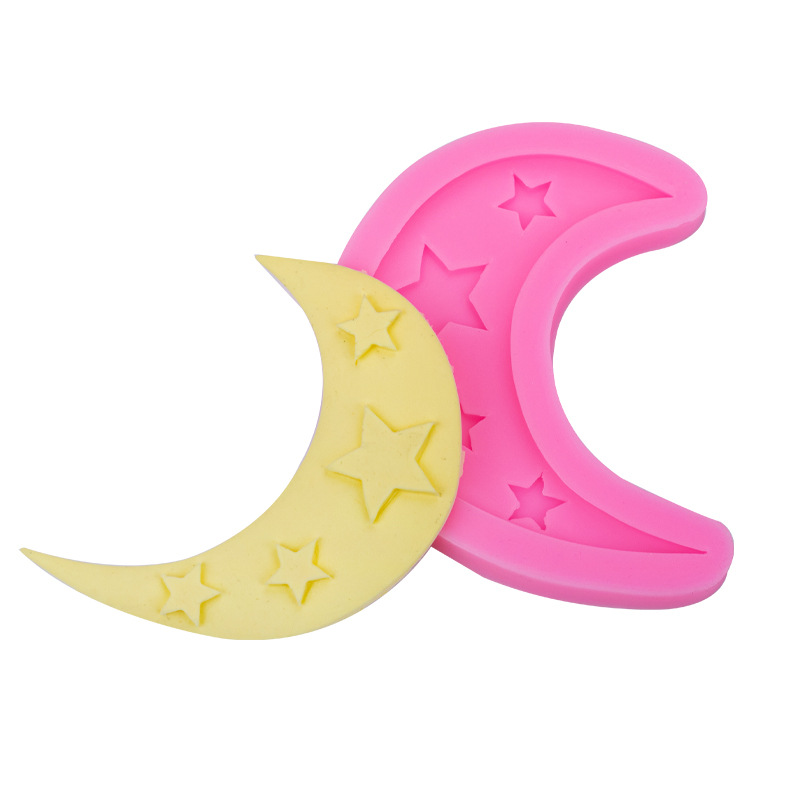 Luna estrella Lollipop molde de silicona para hornear decoración Fondant chocolate arcilla cerámica suave Accesorios