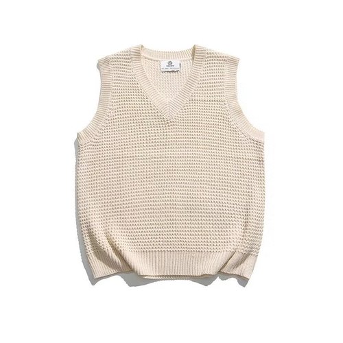 Vintage Hong Kong Style Korean Version V-Neck Knit Men's Loose Casual Outerwear Vest Sweater Solid Color Couple's Set