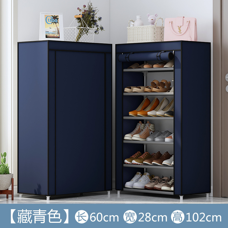 Estante de zapatos de tela de Oxford simple multicapa estante de almacenamiento multifuncional a prueba de polvo en la puerta del dormitorio estudiantil