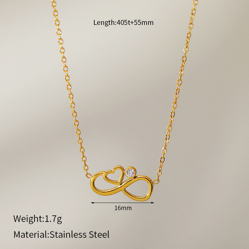 Heart Shape Pattern Wholesale Jewelry Lady Heart Shape Stainless Steel Beaded Chain Necklace
