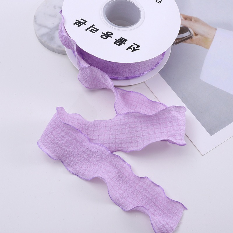 Cinta floral al por mayor 4cm borde dorado colorido ramo arco onda hilo llano cinta flor material de embalaje