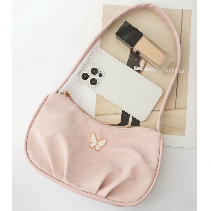 Bolsa de mariposa para mujeres 2025 verano nuevo estilo diario simple con casualidad de color sólido de hombro plegado en la parte inferior de la camisa