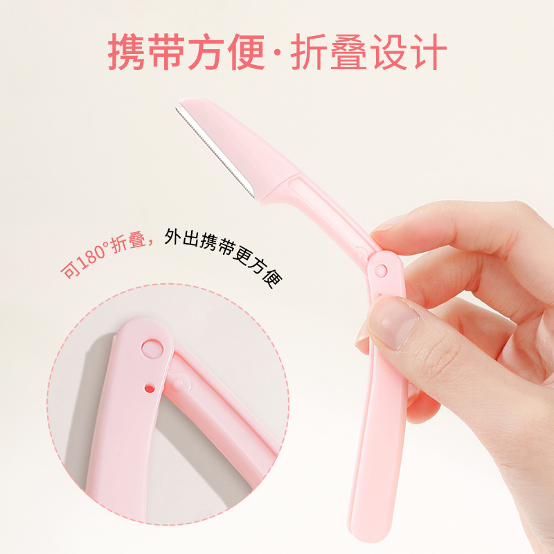 Xixi cuchillo de cejas plegable portátil novato seguro anti-raguñazo cuchillo de cejas de acero inoxidable tres paquetes
