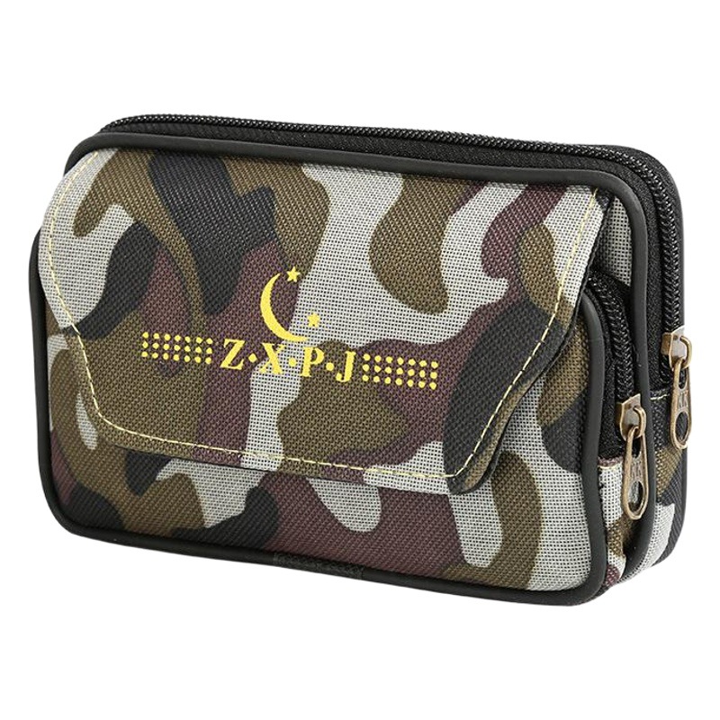 Hot Selling camouflage horizontal mobile phone bag 5.5-inch mobile phone waist bag with cover men's belt bag in stock wholesale