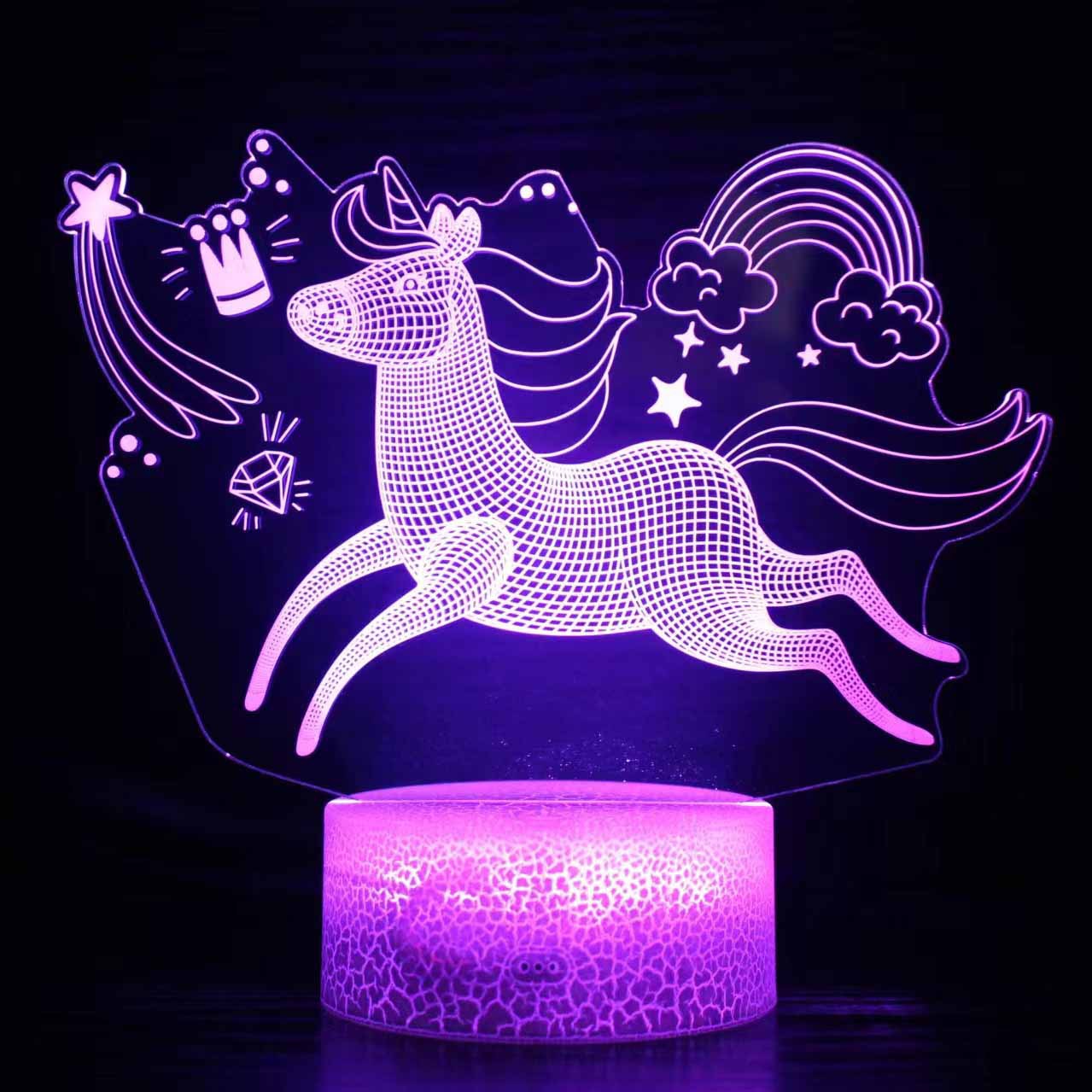 Comercio electrónico transfronterizo dedicado a la serie unicornio 3D lámpara de mesa LED lámpara de regalo creativo visual estéreo colorido luz de la noche